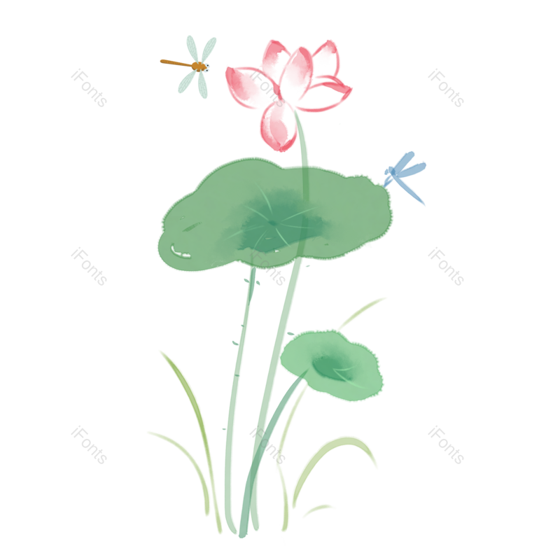 复古图片,水墨元素,中国风PNG,荷花免抠素材